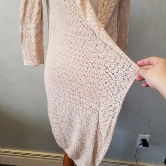 AVA cream lightly striped cardigan women's size Small - Picture 7 of 8